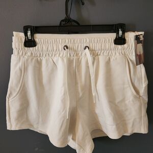 Women's White Athletic Drawstring Shorts
